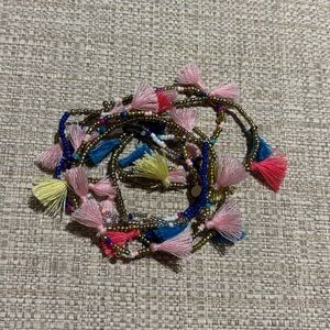 BaubleBar set of 7 beaded tassel bracelets
